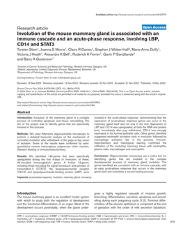 Involution of the Mouse Mammary Gland Is Associated with an Immune