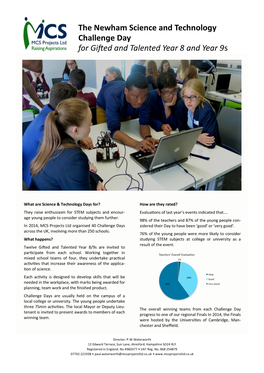 The Newham Science and Technology Challenge Day for Gifted and Talented Year 8 and Year 9S