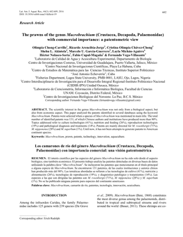 The Prawns of the Genus Macrobrachium (Crustacea, Decapoda, Palaemonidae) with Commercial Importance: a Patentometric View