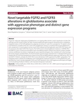 Novel Targetable FGFR2 and FGFR3 Alterations in Glioblastoma