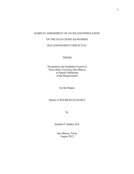 (DIPODOMYS COMPACTUS). THESIS Presented to the Gradua