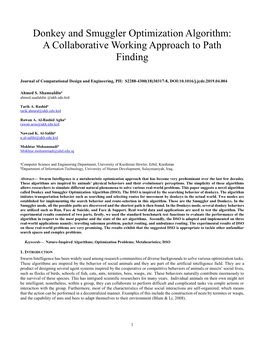 Donkey and Smuggler Optimization Algorithm: a Collaborative Working Approach to Path Finding