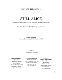 STILL ALICE Written and Directed by Richard Glatzer & Wash Westmoreland