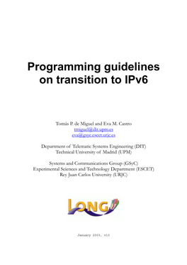 Programming Guidelines on Transition to Ipv6