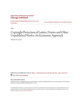 Copyright Protection of Letters, Diaries and Other Unpublished Works: an Economic Approach William M
