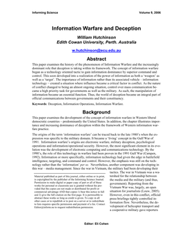 Information Warfare and Deception