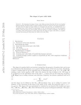 THE SHAPES of PURE CUBIC FIELDS 3 Also Generates K (As Mm′ Is a Cube), So We May, and Do, Assume That A>B