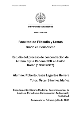 Facultad De Filosofía Y Letras Grado En Periodismo