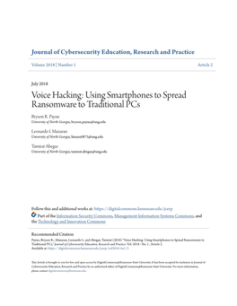 Voice Hacking: Using Smartphones to Spread Ransomware to Traditional Pcs Bryson R