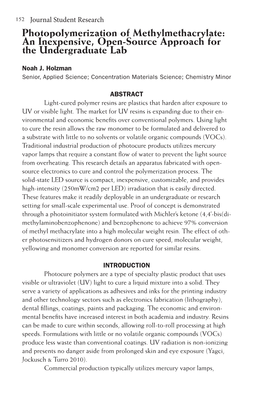 Photopolymerization of Methylmethacrylate: an Inexpensive, Open-Source Approach for the Undergraduate Lab