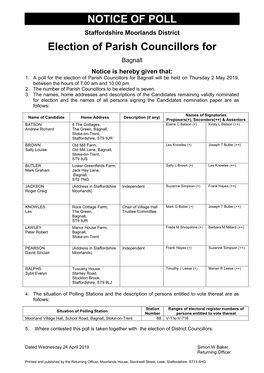 NOTICE of POLL Election of Parish Councillors