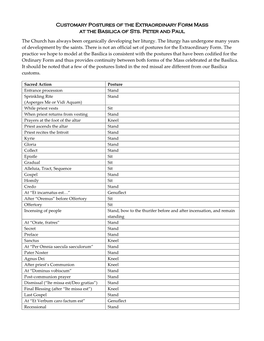 Customary Postures of the Extraordinary Form Mass at the Basilica of Sts