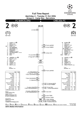 Full Time Report FC BARCELONA CHELSEA FC