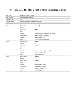 Metadata of the Book That Will Be Visualized Online