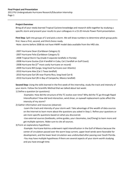 Final Project and Presentation 2011 FIU Undergraduate Hurricane Research/Education Internship Page 1