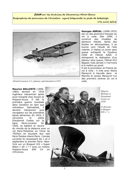 ZOOM Sur Les Archives De Chamonix-Mont-Blanc Biographies De Pionniers De L'aviation Ayant Fréquentés La Piste De Bobsleigh N°6 Avril 2012