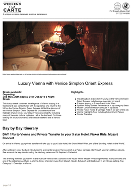 Luxury Vienna with Venice Simplon Orient Express