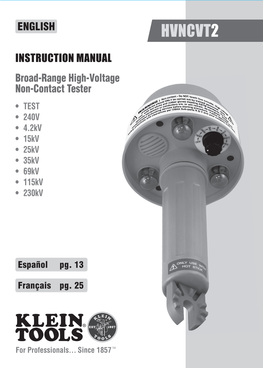 Broad-Range High-Voltage Non-Contact Tester • Test • 240V • 4.2Kv • 15Kv • 25Kv • 35Kv • 69Kv • 115Kv • 230Kv