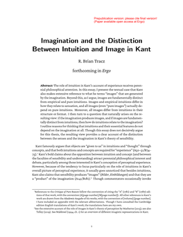 Imagination and the Distinction Between Intuition and Image in Kant