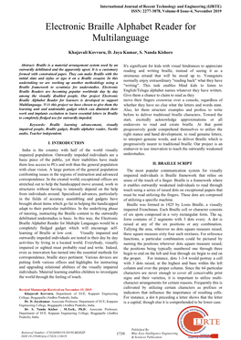 Electronic Braille Alphabet Reader for Multilanguage