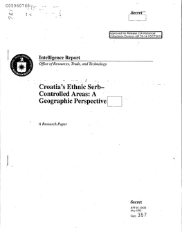 Croatia's Ethnic Serb- Controlled Areas: a Geographic Perspective