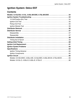 Delco EST Ignition System: Delco EST Contents Models: 3.0 GL/GS, 4.3 GL, 5.0GL-B/C/D/E, 5.7GL-B/C/D/E