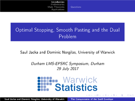 Optimal Stopping, Smooth Pasting and the Dual Problem