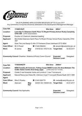 Page 1 of 6 VALID PLANNING APPLICATIONS RECEIVED up TO