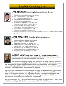 2010 Baseball Bios