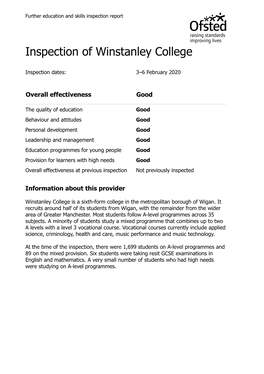 Inspection of Winstanley College