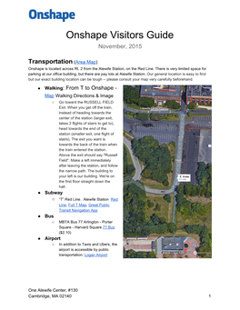 Onshape Visitors Guide November, 2015