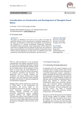 Consideration on Construction and Development of Shanghai Smart Metro
