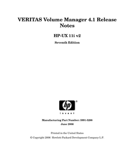 VERITAS Volume Manager 4.1 Release Notes