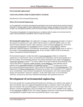 Development of Environmental Engineering