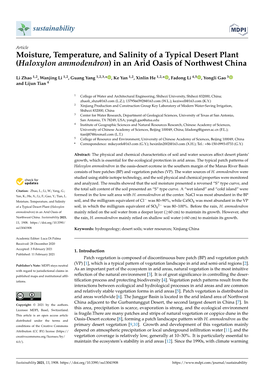 Haloxylon Ammodendron) in an Arid Oasis of Northwest China