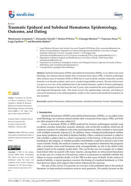 Traumatic Epidural and Subdural Hematoma: Epidemiology, Outcome, and Dating