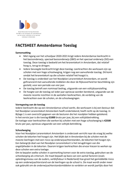 FACTSHEET Amsterdamse Toeslag 1606