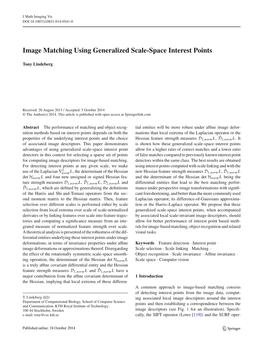 Image Matching Using Generalized Scale-Space Interest Points