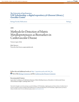 Methods for Detection of Matrix Metalloproteinases As Biomarkers in Cardiovascular Disease Viorica Lopez-Avila