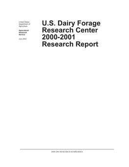 U.S. Dairy Forage Research Center 2000-2001 Research Report