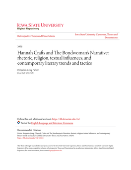 Hannah Crafts and the Bondwoman's Narrative: Rhetoric, Religion, Textual