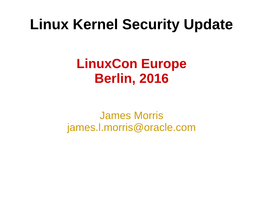 Linux Kernel Security Update