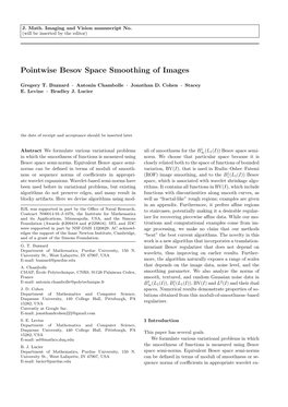 Pointwise Besov Space Smoothing of Images