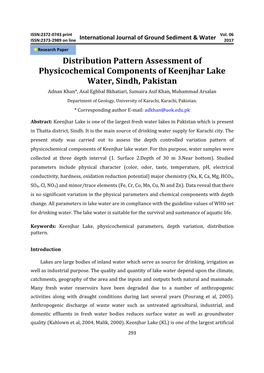 Distribution Pattern Assessment of Physicochemical Components Of