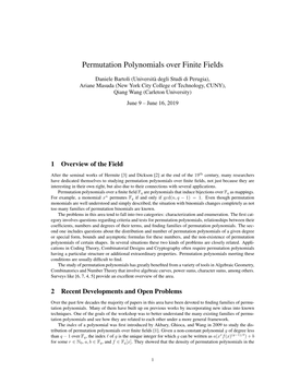 Permutation Polynomials Over Finite Fields