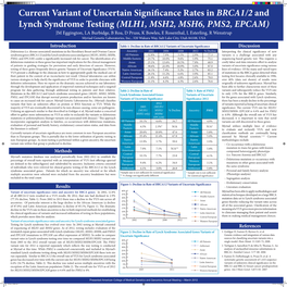 Current Variant of Uncertain Significance Rates in BRCA1/2 and Lynch Syndrome Testing (MLH1, MSH2, MSH6, PMS2, EPCAM)