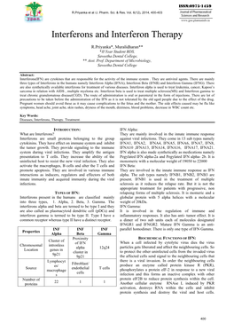 Interferons and Interferon Therapy