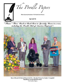 The Poodle Papers Official Quarterly Newsletter of the Poodle Club of America