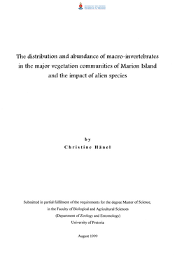 The Distribution and Abundance of Macro-Invertebrates in the Major Vegetation Communities of Marion Island and the Impact of Alien Species