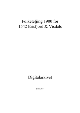 Folketeljing 1900 for 1542 Erisfjord & Visdals Digitalarkivet